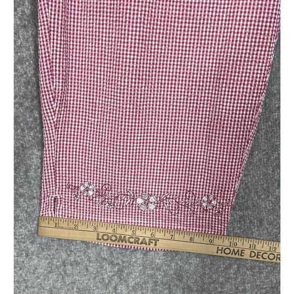 Essentials By Maggie Seersucker Capri Pants Womens Size 18/20W Floral Embroidery - Picture 8 of 10